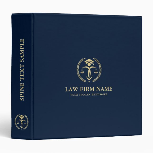 Stylized Gold Justice Logo Royal Blue Background 3 Ring Binder (Front/Spine)