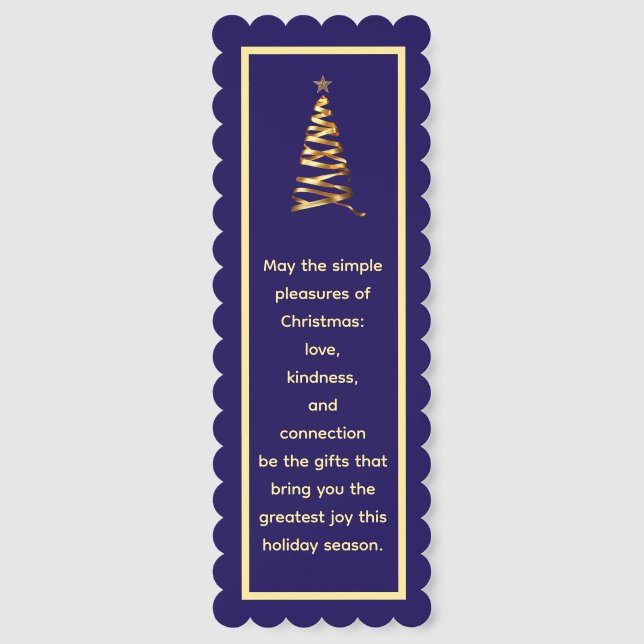 Stylized Golden Christmas Tree Bookmark (Front)