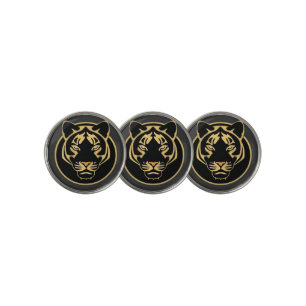 Stylized Golden Tiger Logo Design Golf Ball Marker