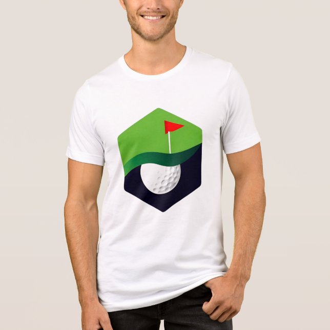 Stylized Golf Ball Icon with Green Background Tri-Blend Shirt (Front)