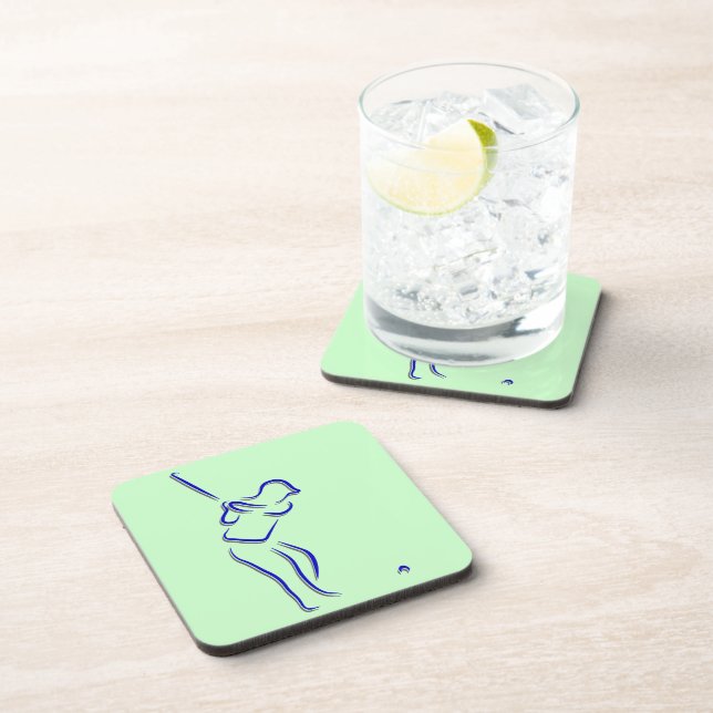 Stylized Golfer Silhouette Cork Coaster (Right Side)