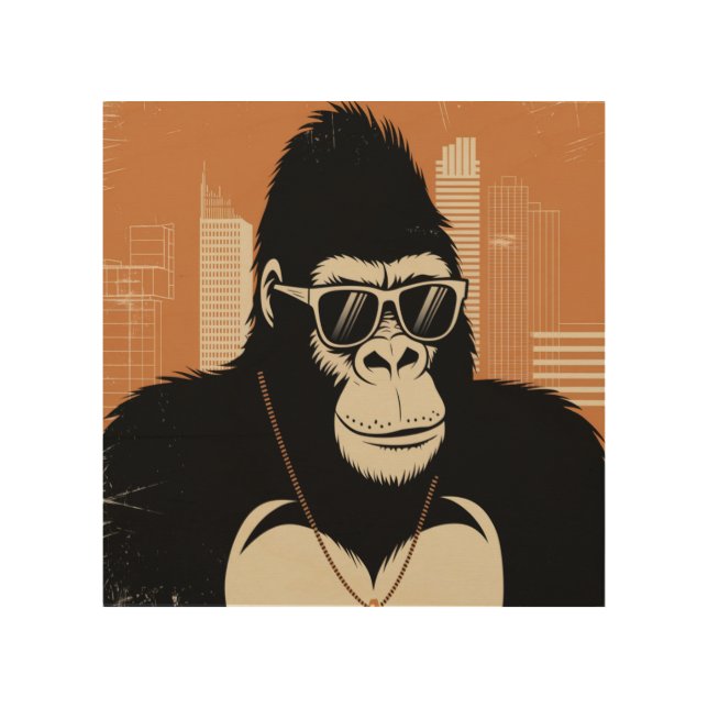 Stylized gorilla  wood wall art (Front)