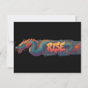 Stylized Graffiti Dragon Mural with Bold 'RISE' Postcard