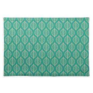 Stylized Green Leaf Pattern Cloth Placemat