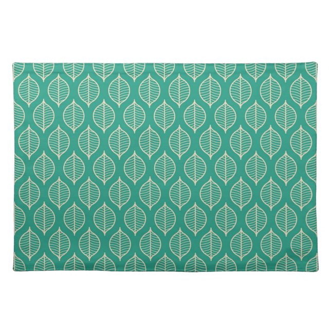 Stylized Green Leaf Pattern Cloth Placemat (Front)