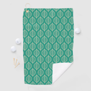 Stylized Green Leaf Pattern Golf Towel