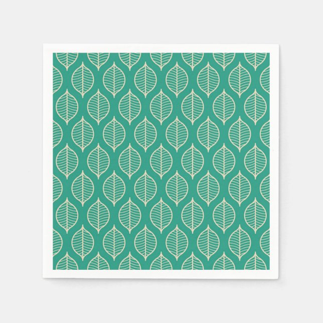 Stylized Green Leaf Pattern Napkins (Front)
