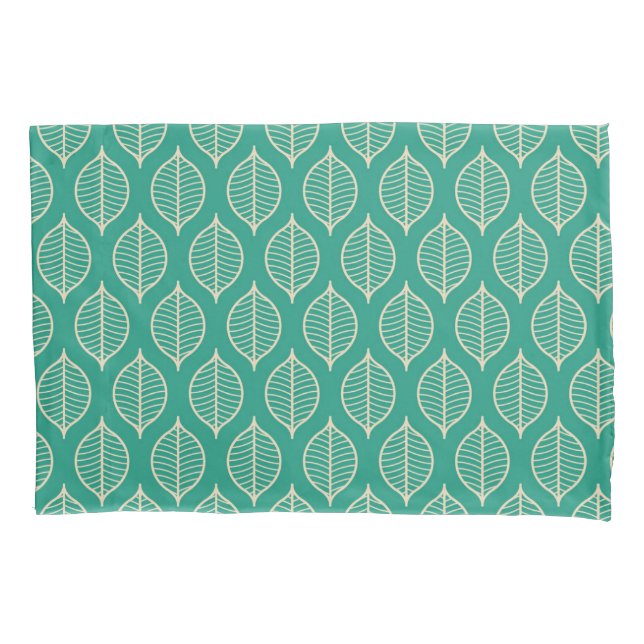 Stylized Green Leaf Pattern Pillow Case (Front-Left)