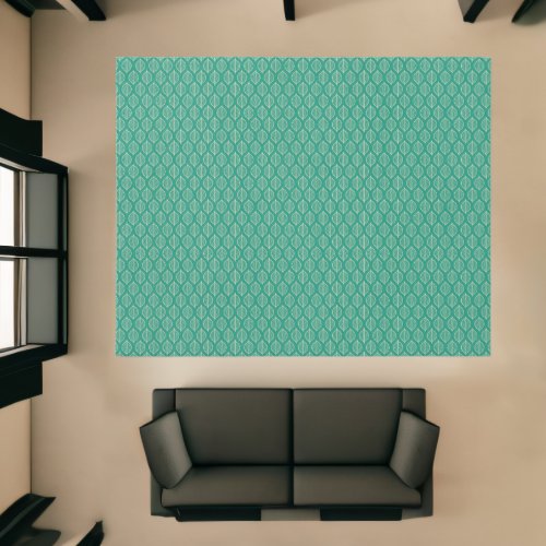 Stylized Green Leaf Pattern Rug