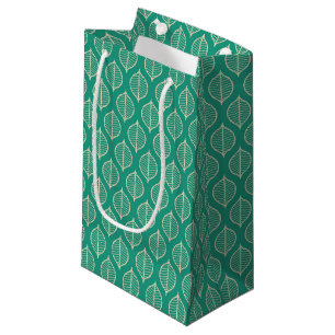 Stylized Green Leaf Pattern Small Gift Bag