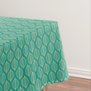 Stylized Green Leaf Pattern Tablecloth