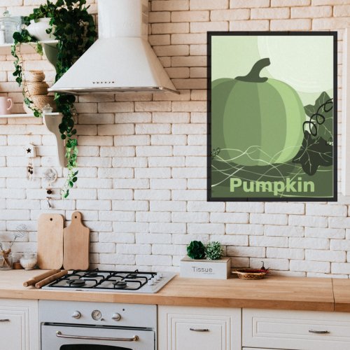 Stylized Green Pumpkin Kitchen Poster