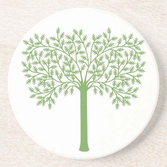 Stylized Green Tree Drink Coaster (Front)