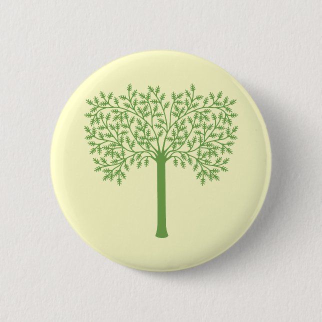Stylized Green Tree Pinback Button (Front)
