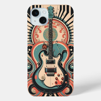Stylized Guitar art deco Apple iPhone 15 Case
