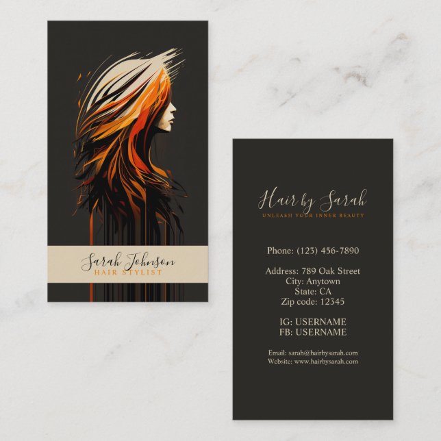 Stylized Hair Salon Business Card (Front/Back)