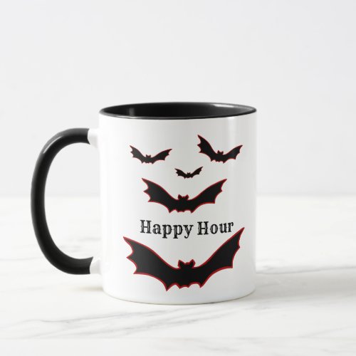Stylized Halloween Vampire Bats Happy Hour Mug