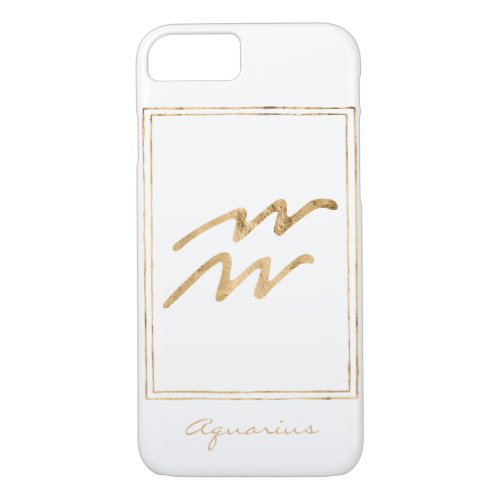 Stylized hammered gold Aquarius astrology zodiac  iPhone 87 Case