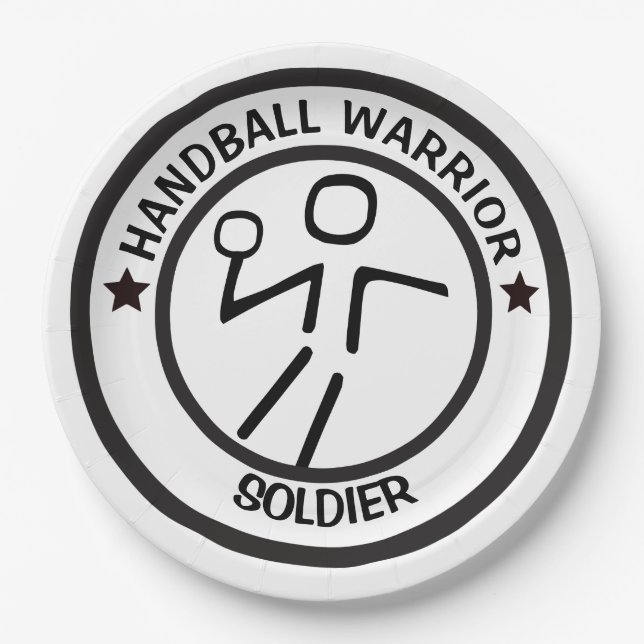 STYLIZED HANDBALL PLAYER PAPER PLATES (Front)