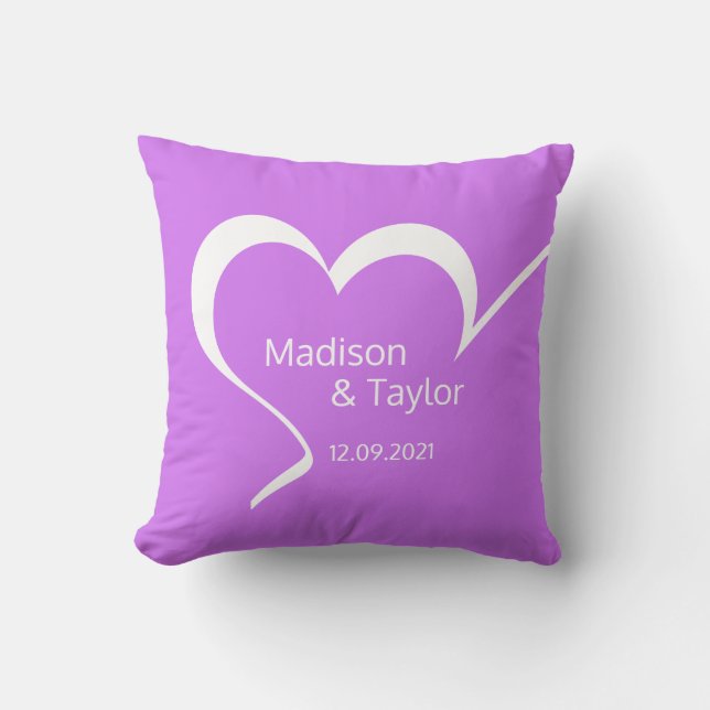 Stylized Heart custom name & color throw pillows (Front)