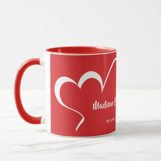 Stylized Heart custom text & color mugs (Left)
