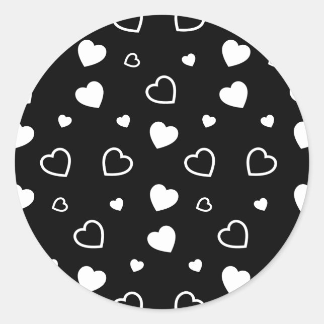 Stylized hearts pattern 5 classic round sticker (Front)
