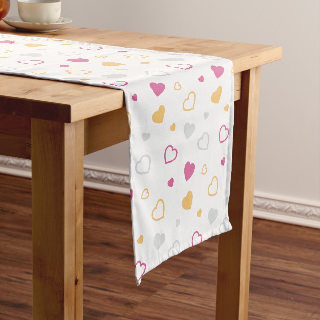 Stylized hearts pattern medium table runner (In Situ)