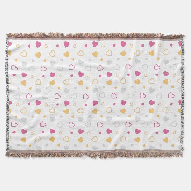 Stylized hearts pattern throw blanket (Front)
