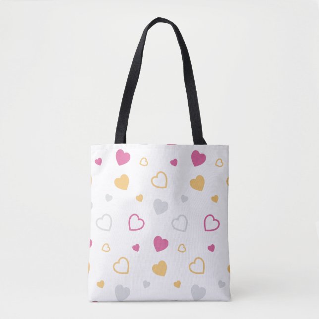 Stylized hearts pattern tote bag (Front)