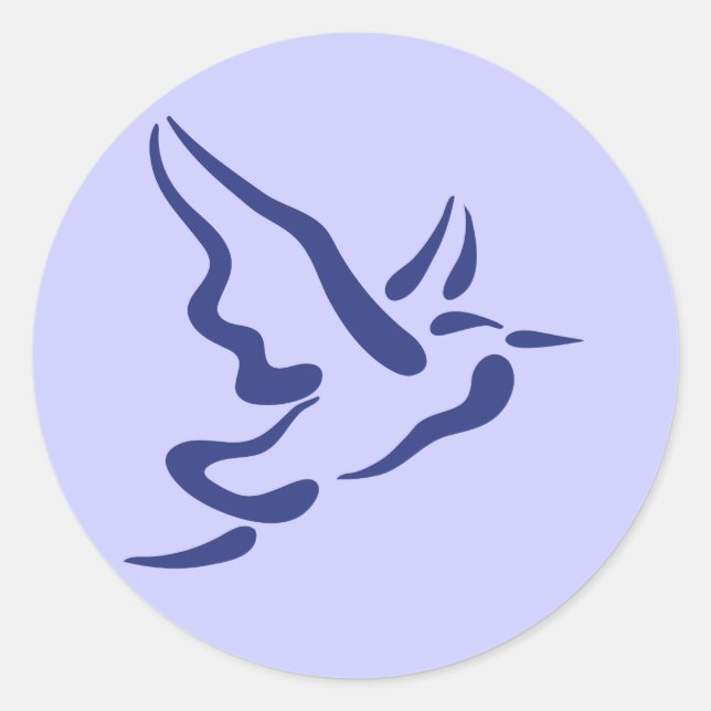 Stylized Heron in Flight Classic Round Sticker (Front)