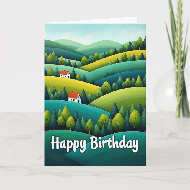 Stylized Hills Birthday Card (Front)