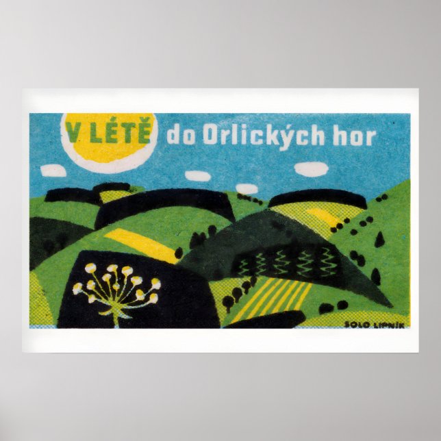 Stylized Hills Czechoslovakia 1960s-70s Matchbox Poster (Front)