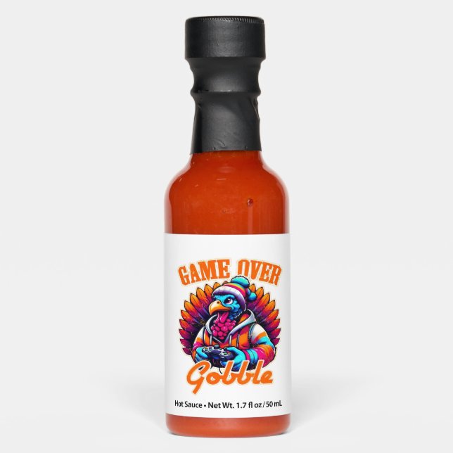 Stylized Hoodie Turkey Gamer with Distressed Orang Hot Sauces (Front)