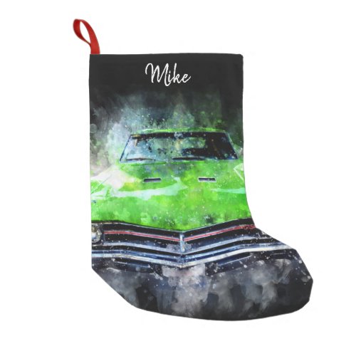 Stylized Hot Rod Grill Personalized Small Christmas Stocking
