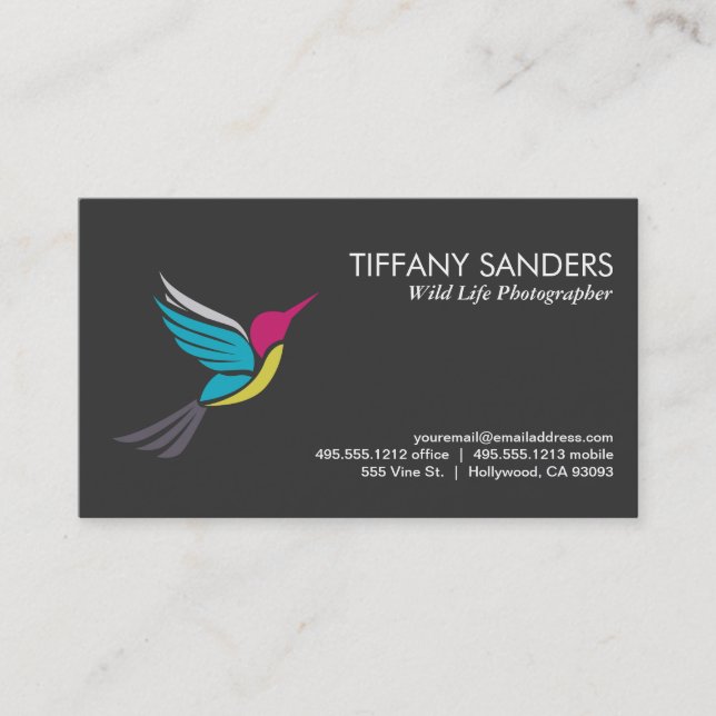 Stylized Humming Bird Logo Business Card (Front)
