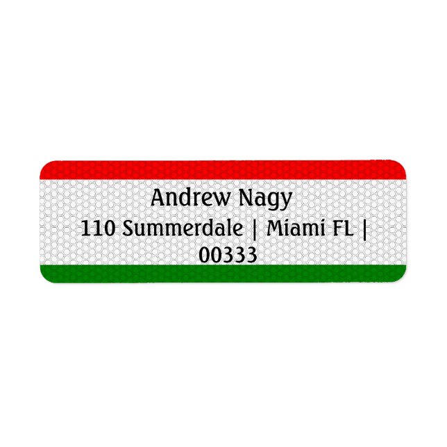 Stylized Hungary Flag Return Address Label (Front)