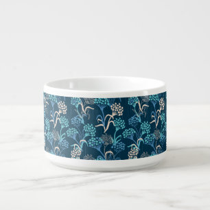 Stylized Hydrangea Floral Pattern - Elegant Blue Bowl