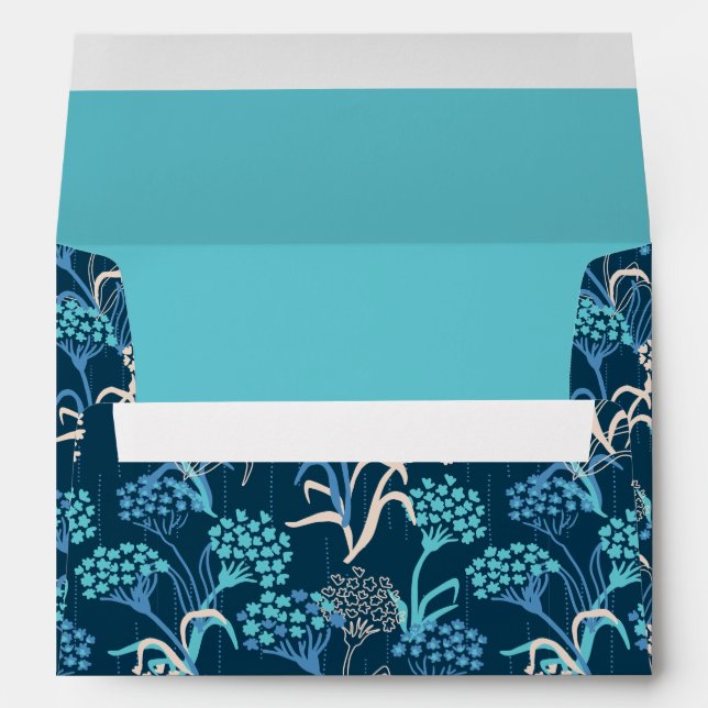 Stylized Hydrangea Floral Pattern - Elegant Blue Envelope (Back (Bottom))