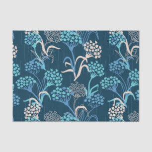 Stylized Hydrangea Floral Pattern - Elegant Blue Tissue Paper