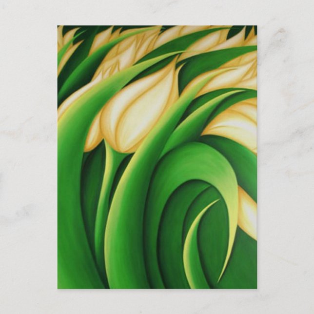 Stylized Illuminating Yellow Tulips Postcard (Front)