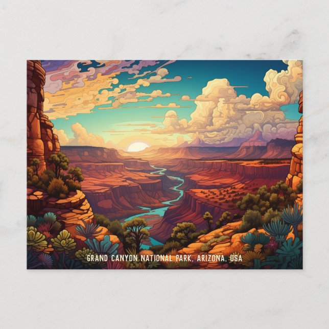 Stylized illustration Grand Canyon National Park Postcard (Front)