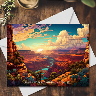 Stylized illustration Grand Canyon National Park Postcard