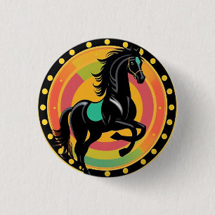 Stylized Illustration of a Black Horse Button