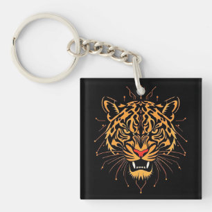 Stylized illustration of a tiger's head, keychain