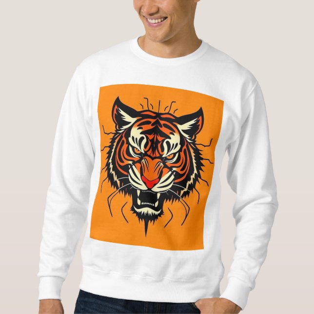 Stylized illustration of a tiger's head sweatshirt (Front)