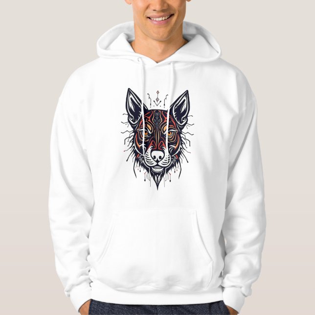 Stylized illustration of a wolf's head hoodie (Front)