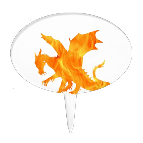 Stylized image of Dragon in flame Cake Topper
