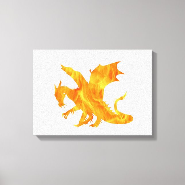 Stylized image of Dragon in flame Canvas Print (Front)