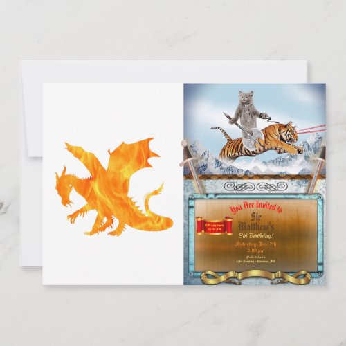 Stylized image of Dragon in flame Invitation