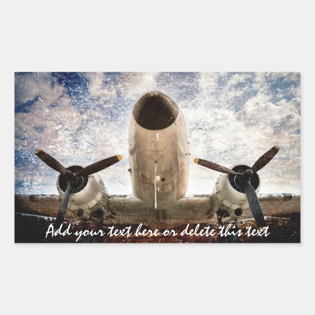 Stylized image of the Douglas DC-3 or C-47 aircraf Rectangular Sticker (Front)